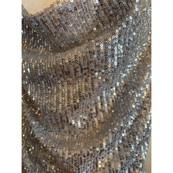ZARA Silver Sequin Cowl Neck Tank | Sparkle Holiday Party Y2K Cami | MEDIUM - Picture 5 of 8